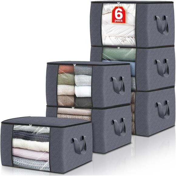 Other - Fab totes 6 Pack Clothes Storage, Foldable Thick Fabric Blanket Storage Bags,